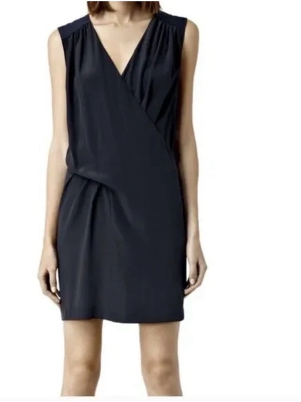 All saints Sleeveless Black V-Neck Wrap Dress
